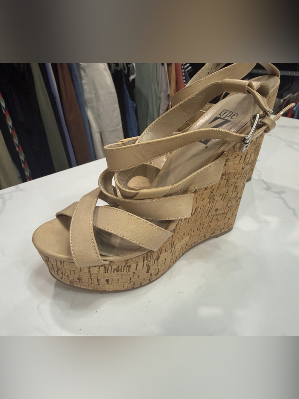 Type Z Strappy Wrap Heeled Sandals in Tan